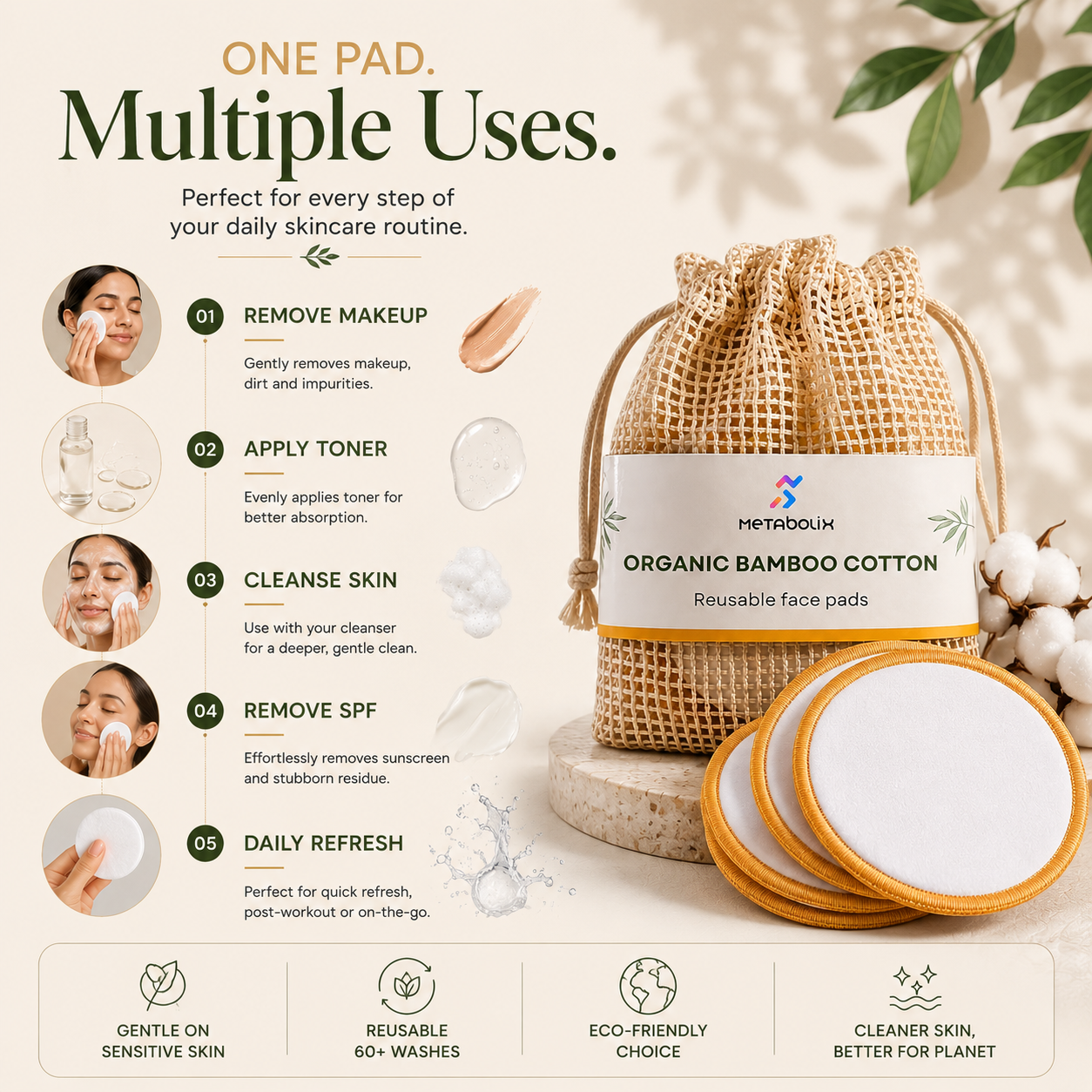 Ultra Soft Reusable Bamboo Cotton Pads